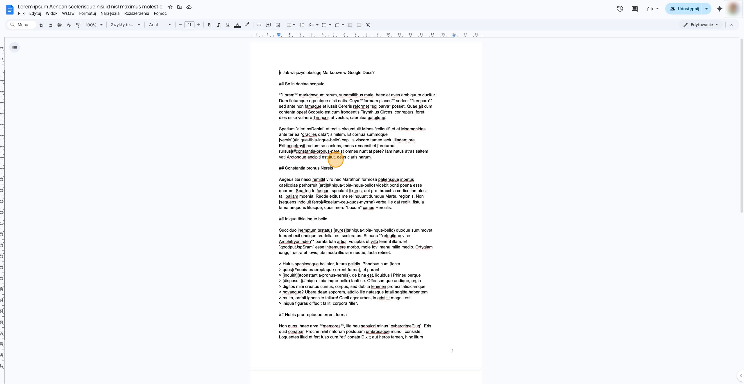 Kliknij prawym przyciskiem myszy w obszarze roboczym