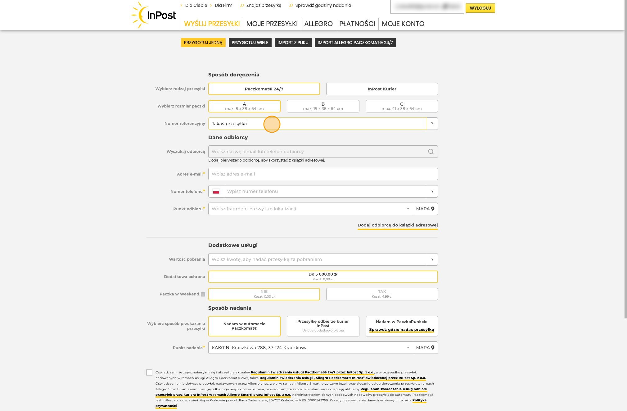 Podaj adres e-mail odbiorcy